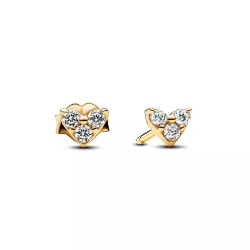 263003C01 PANDORA Triple Stone Heart Stud minđuše