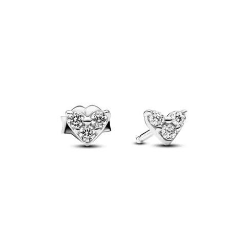 293003C01 PANDORA Triple Stone Heart Stud minđuše