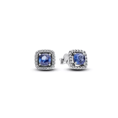 293551C01 PANDORA Sparkling Square Blue Halo Stud minđuše