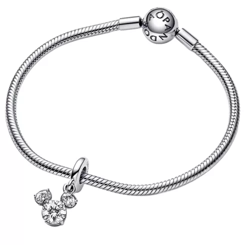 793031C01 PANDORA Disney Mickey Mouse Sparkling Head Silhouette Dangle privezak