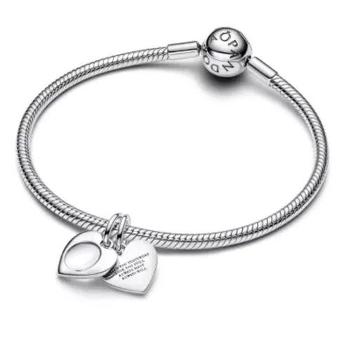 793671C00 PANDORA Engravable Heart Magnifying Glass Double Dangle privezak