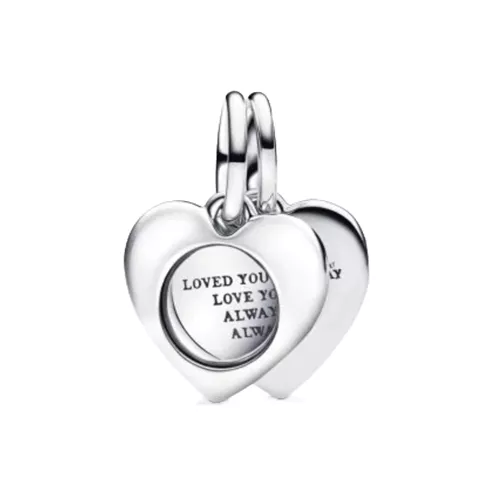 793671C00 PANDORA Engravable Heart Magnifying Glass Double Dangle privezak