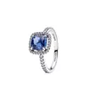 193550C01-54 PANDORA Sparkling Square Blue Halo Statement prsten